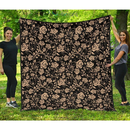 Rose Pattern Print Design 04 Premium Quilt