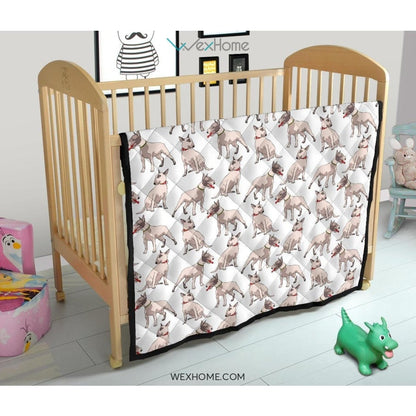 Bull Terrier Pattern Print Design 04 Premium Quilt