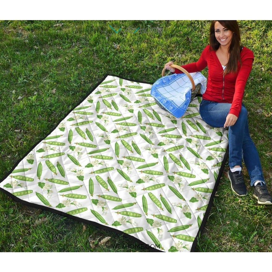 Green Peas Pattern Print Design 04 Premium Quilt