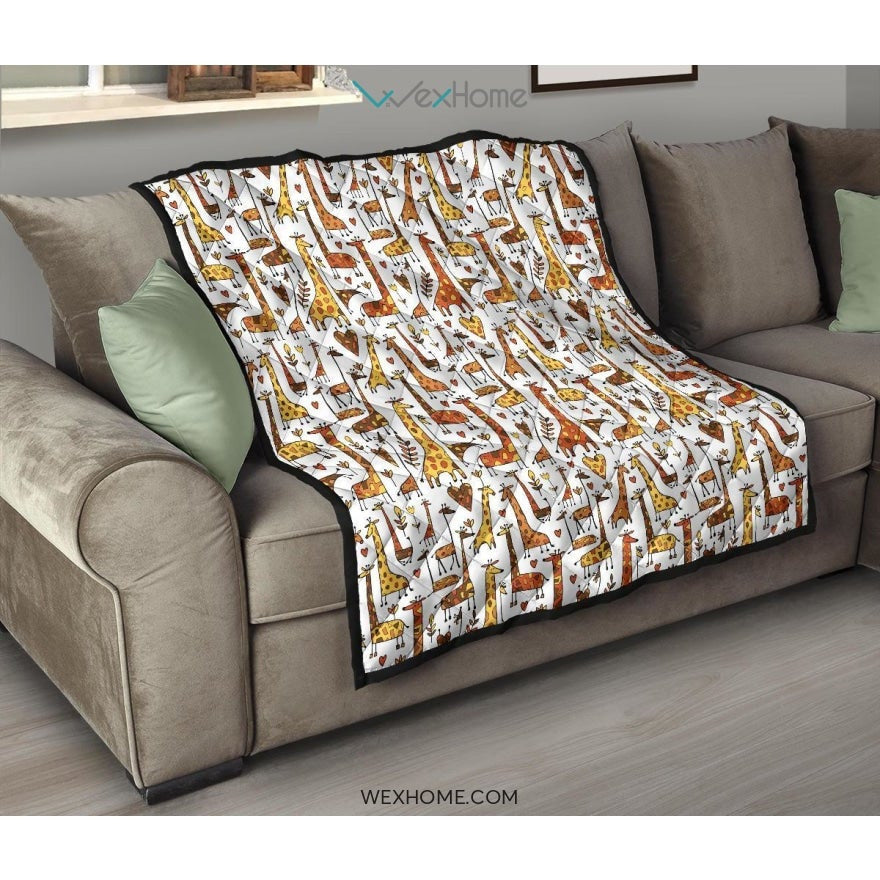 Giraffe Pattern Print Design 04 Premium Quilt