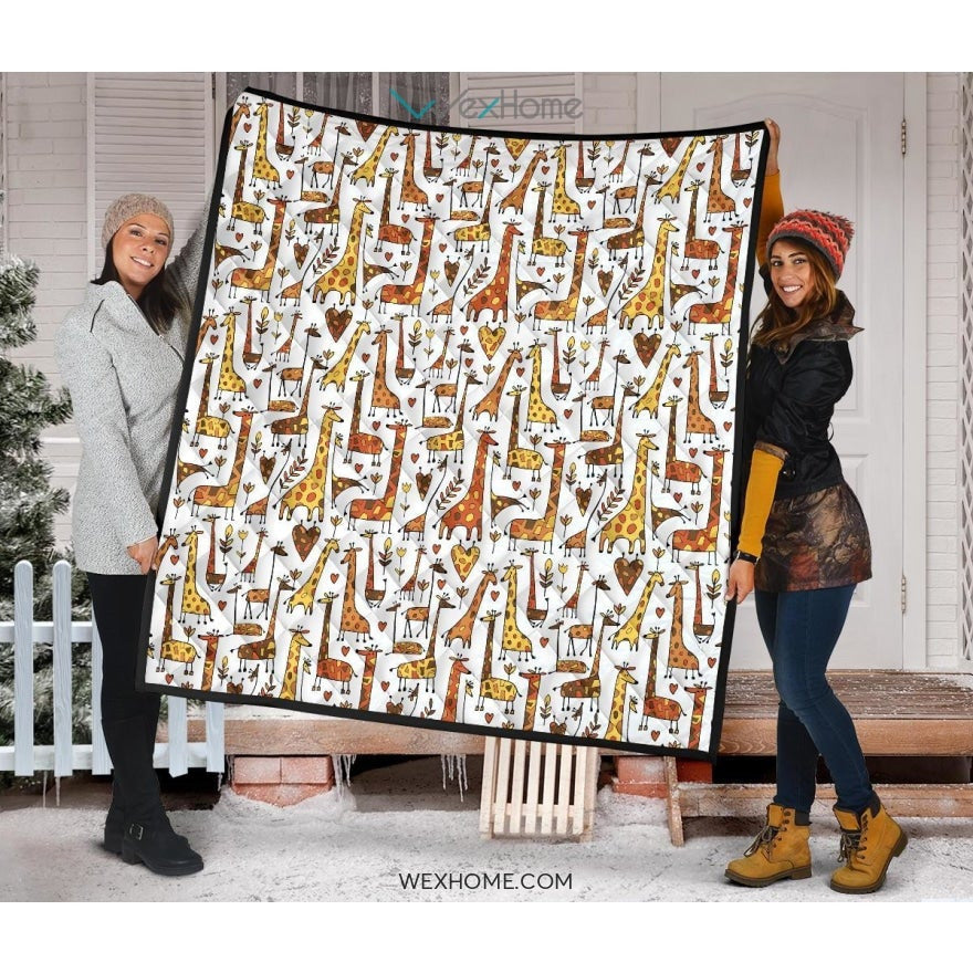 Giraffe Pattern Print Design 04 Premium Quilt