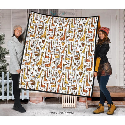 Giraffe Pattern Print Design 04 Premium Quilt