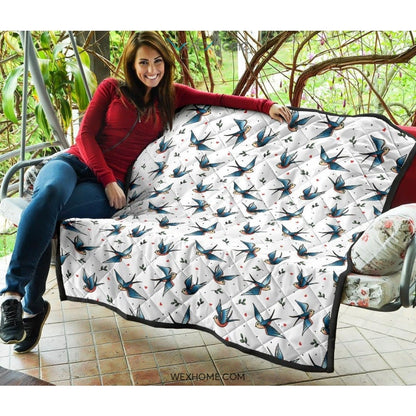 Swallow Pattern Print Design 04 Premium Quilt