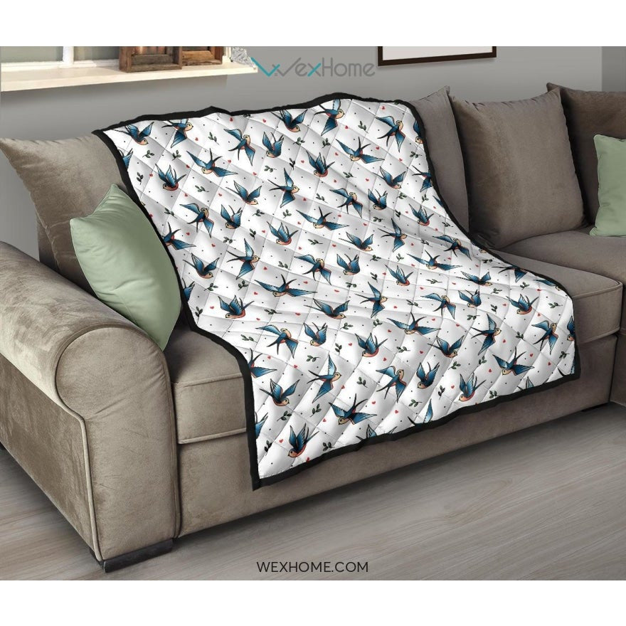 Swallow Pattern Print Design 04 Premium Quilt