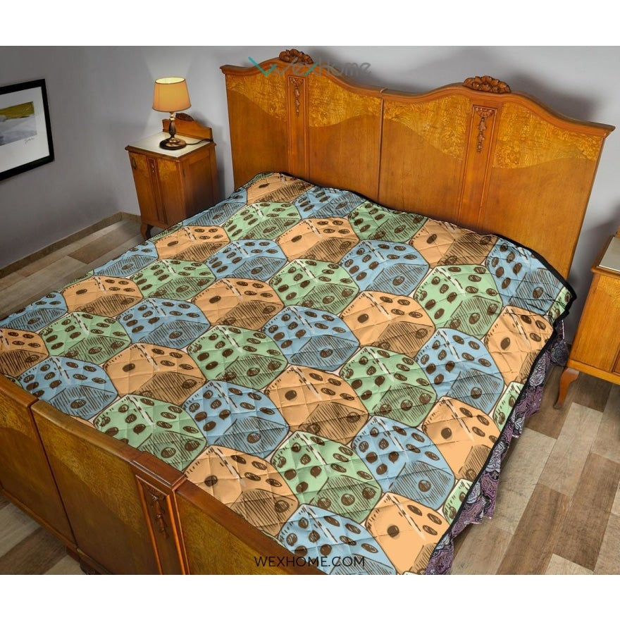 Dice Pattern Print Design 05 Premium Quilt