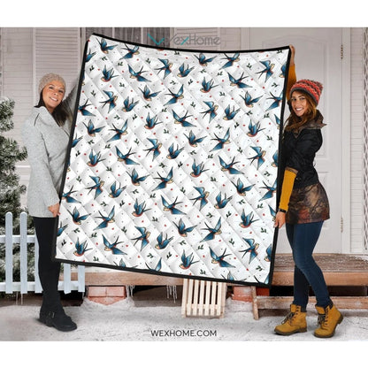 Swallow Pattern Print Design 04 Premium Quilt