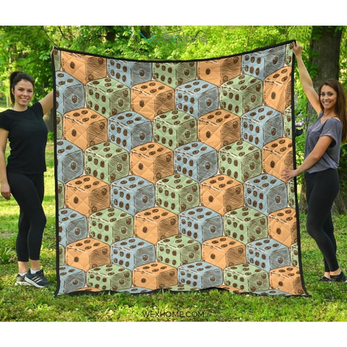 Dice Pattern Print Design 05 Premium Quilt