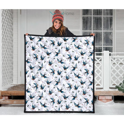 Swallow Pattern Print Design 04 Premium Quilt