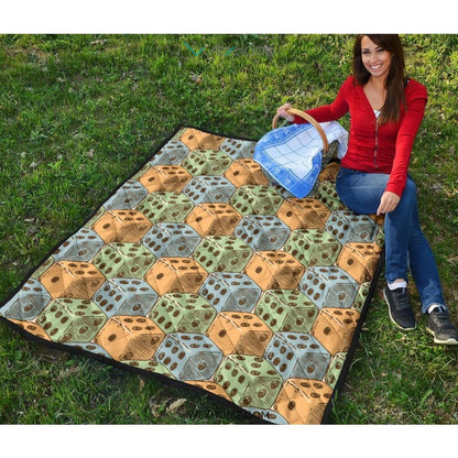 Dice Pattern Print Design 05 Premium Quilt
