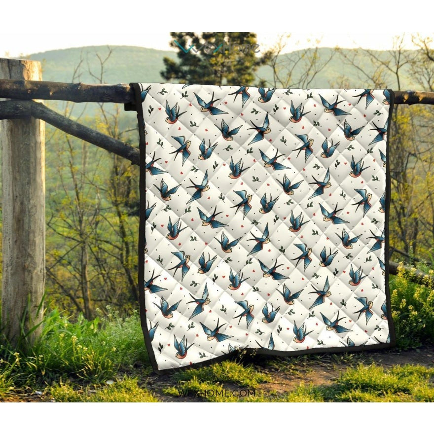 Swallow Pattern Print Design 04 Premium Quilt