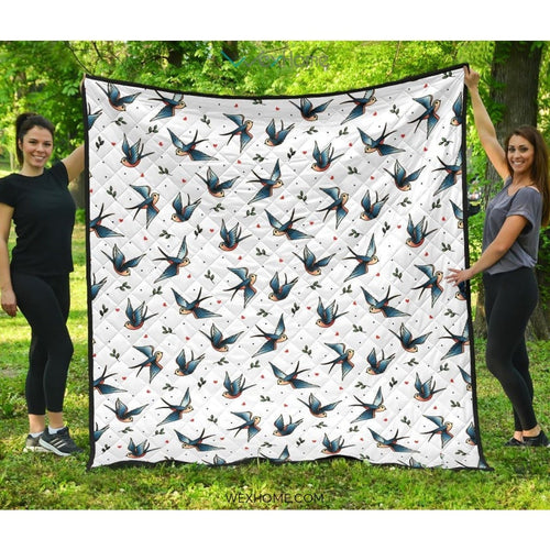 Swallow Pattern Print Design 04 Premium Quilt