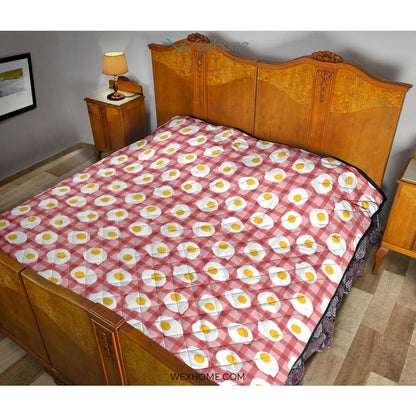 Fried Eggs Pattern Print Design 03 Premium Quilt