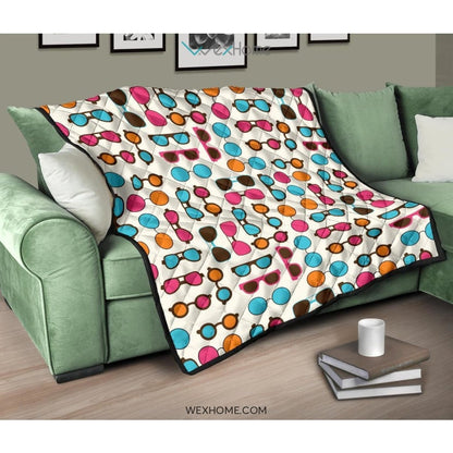Sun Glasses Pattern Print Design 03 Premium Quilt