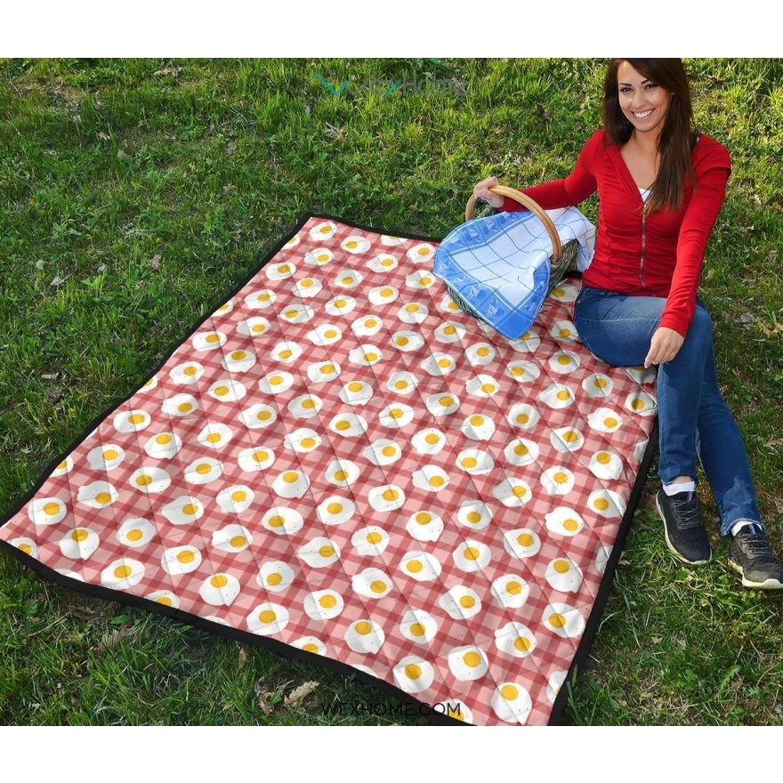 Fried Eggs Pattern Print Design 03 Premium Quilt