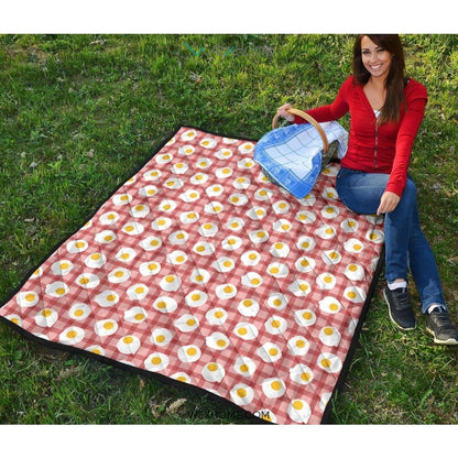 Fried Eggs Pattern Print Design 03 Premium Quilt