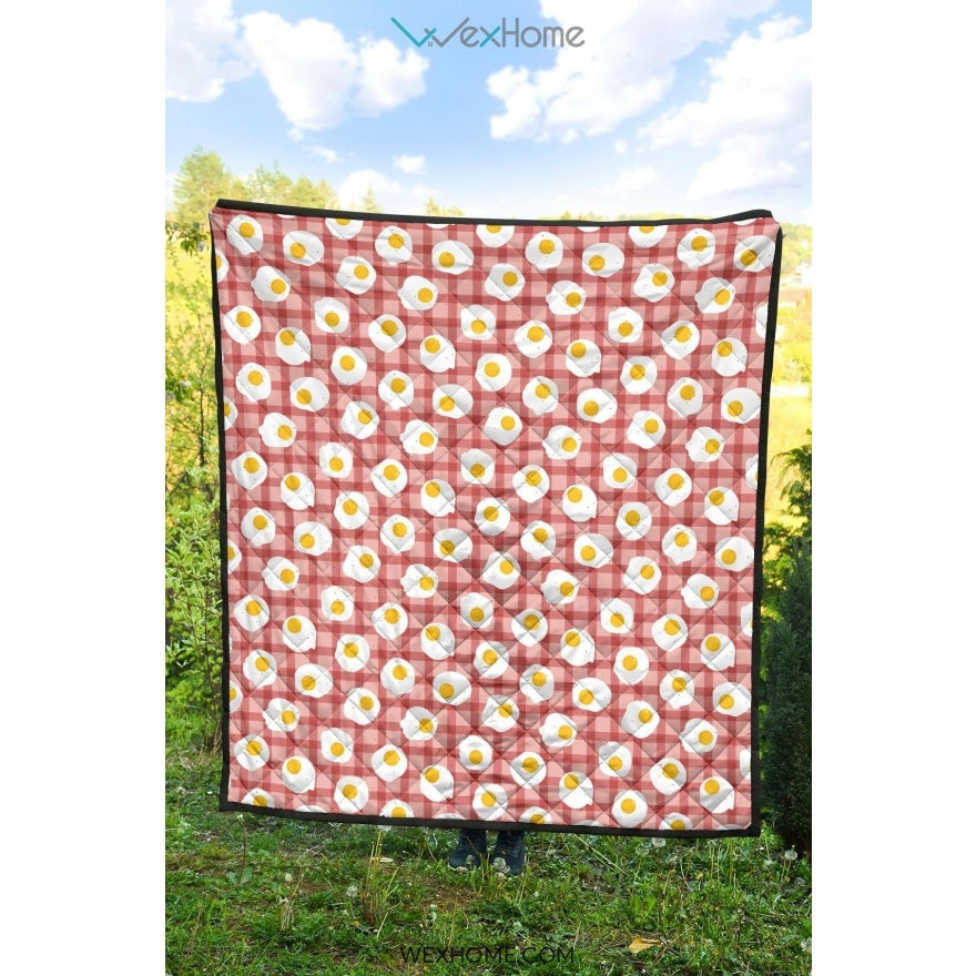 Fried Eggs Pattern Print Design 03 Premium Quilt