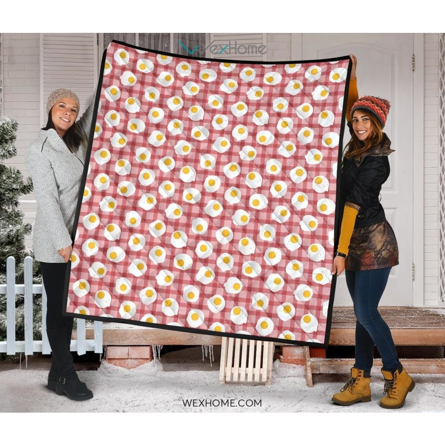 Fried Eggs Pattern Print Design 03 Premium Quilt