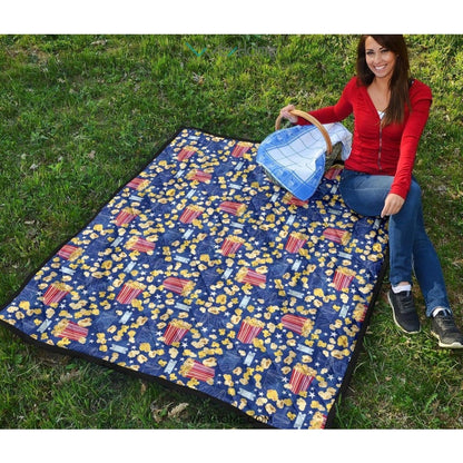 Popcorn Pattern Print Design 01 Premium Quilt