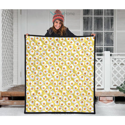 Fried Eggs Pattern Print Design 05 Premium Quilt