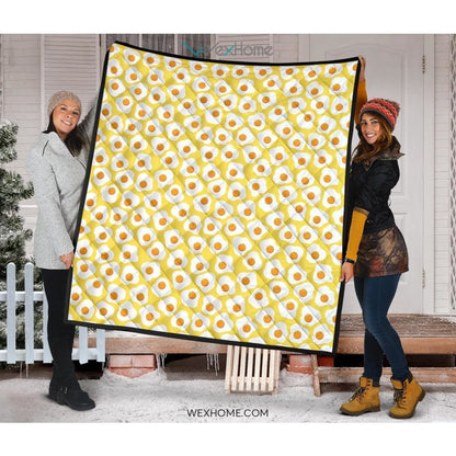 Fried Eggs Pattern Print Design 05 Premium Quilt