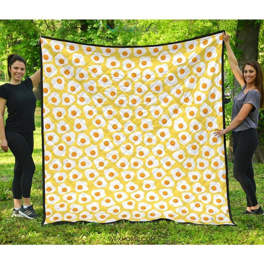 Fried Eggs Pattern Print Design 05 Premium Quilt