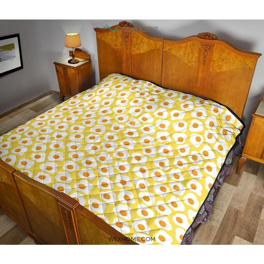 Fried Eggs Pattern Print Design 05 Premium Quilt