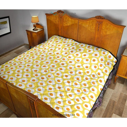 Fried Eggs Pattern Print Design 05 Premium Quilt