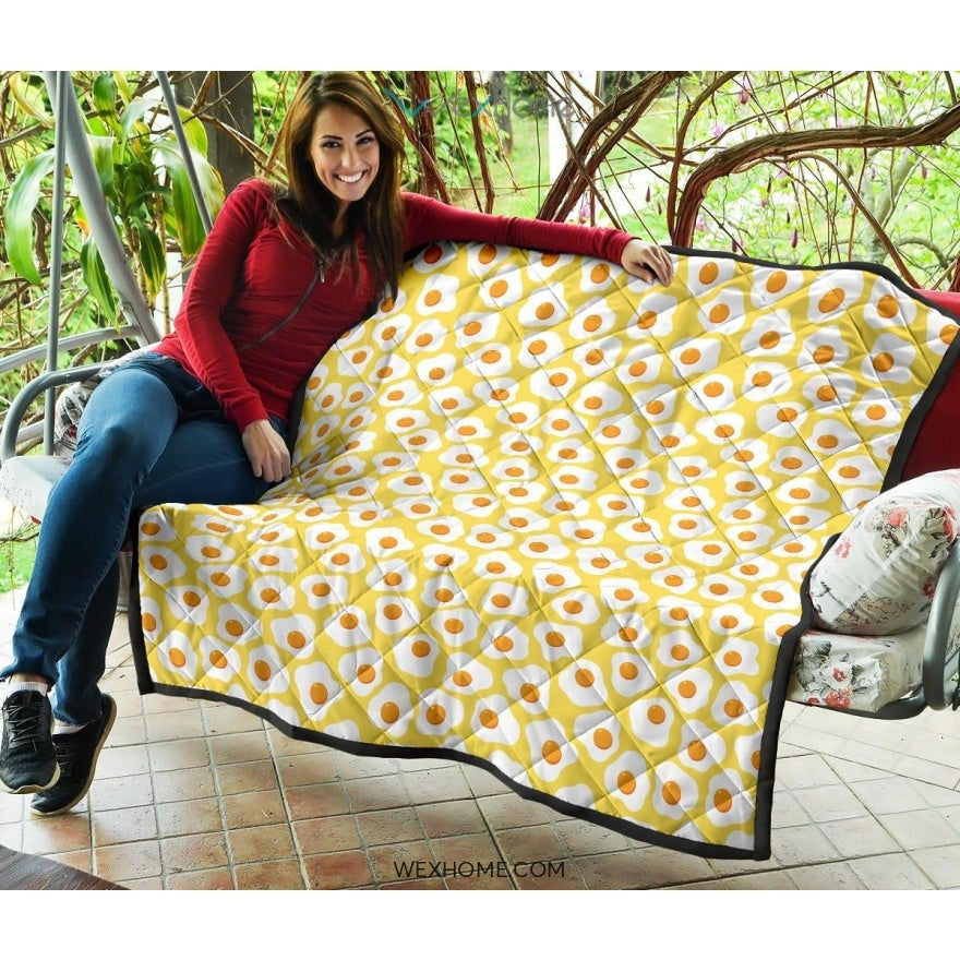 Fried Eggs Pattern Print Design 05 Premium Quilt