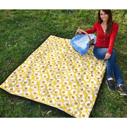 Fried Eggs Pattern Print Design 05 Premium Quilt