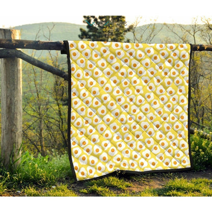 Fried Eggs Pattern Print Design 05 Premium Quilt