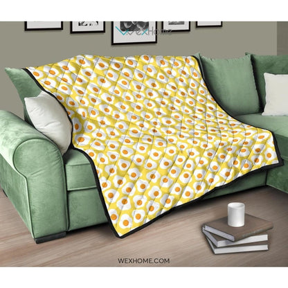 Fried Eggs Pattern Print Design 05 Premium Quilt