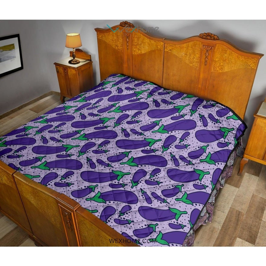 Eggplant Pattern Print Design 03 Premium Quilt