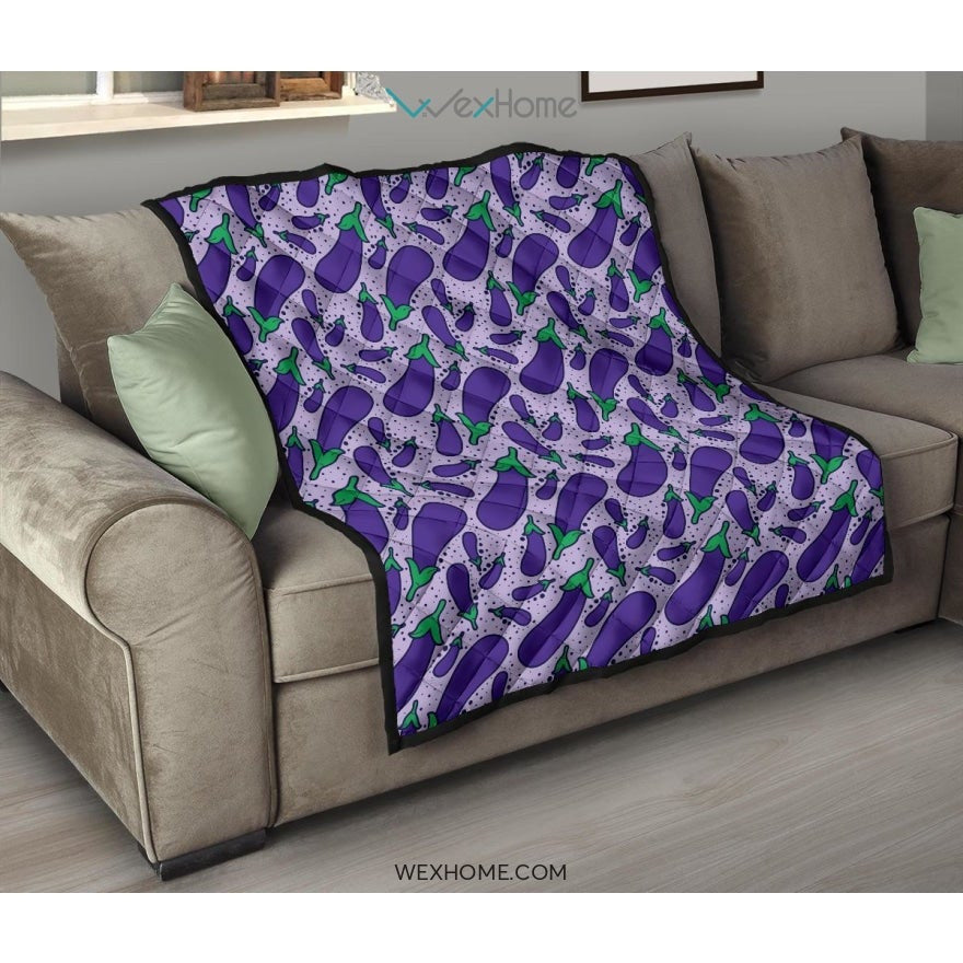 Eggplant Pattern Print Design 03 Premium Quilt