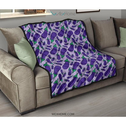 Eggplant Pattern Print Design 03 Premium Quilt