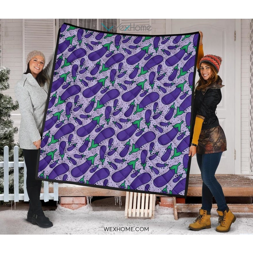 Eggplant Pattern Print Design 03 Premium Quilt