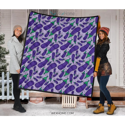 Eggplant Pattern Print Design 03 Premium Quilt