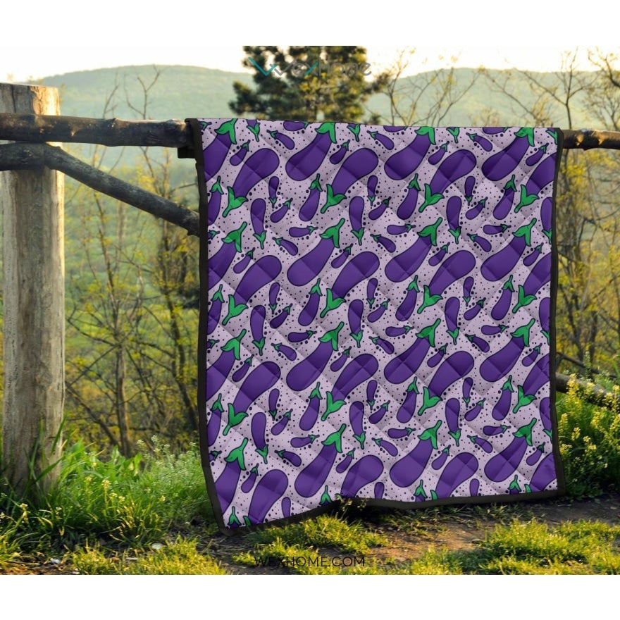 Eggplant Pattern Print Design 03 Premium Quilt