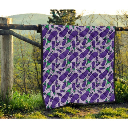 Eggplant Pattern Print Design 03 Premium Quilt
