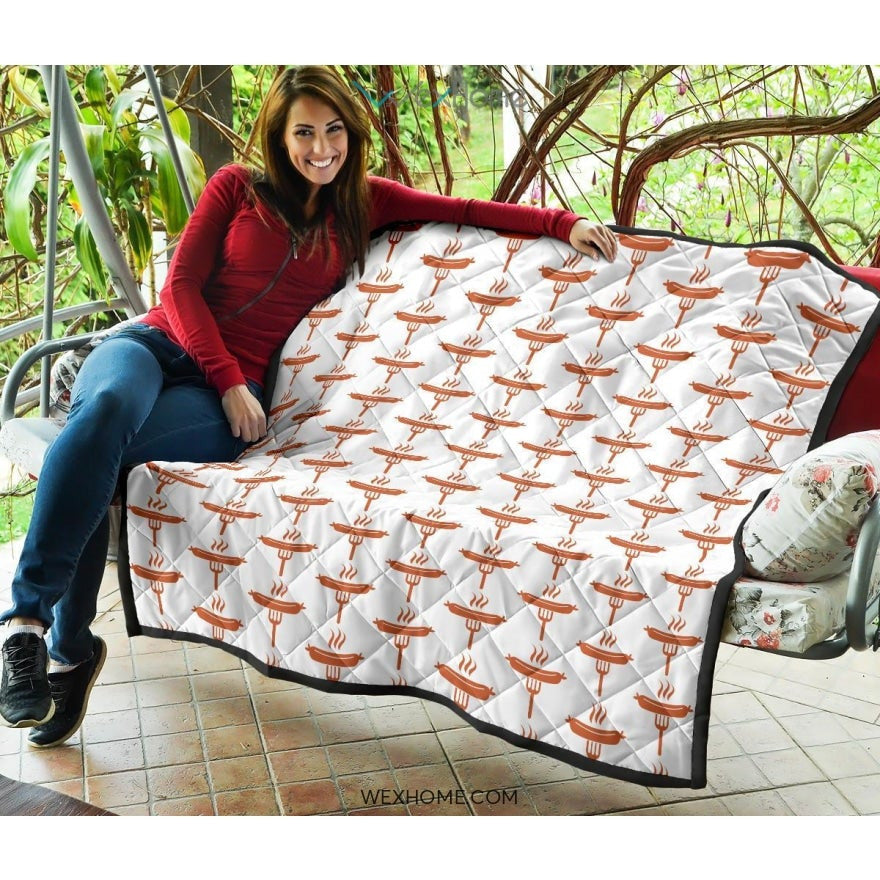 Sausage Pattern Print Design 05 Premium Quilt