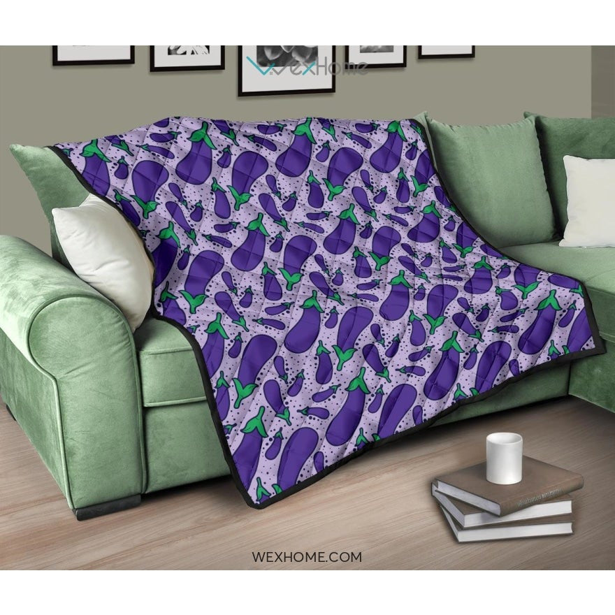 Eggplant Pattern Print Design 03 Premium Quilt
