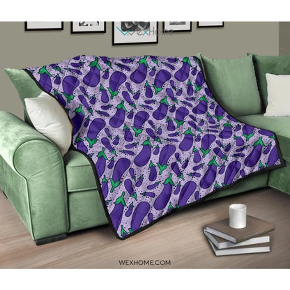 Eggplant Pattern Print Design 03 Premium Quilt
