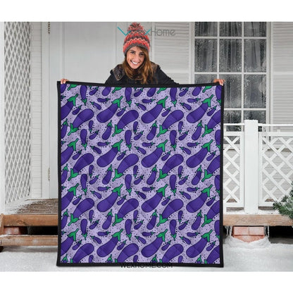 Eggplant Pattern Print Design 03 Premium Quilt