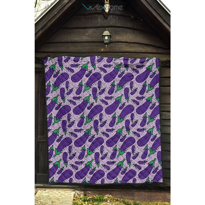 Eggplant Pattern Print Design 03 Premium Quilt