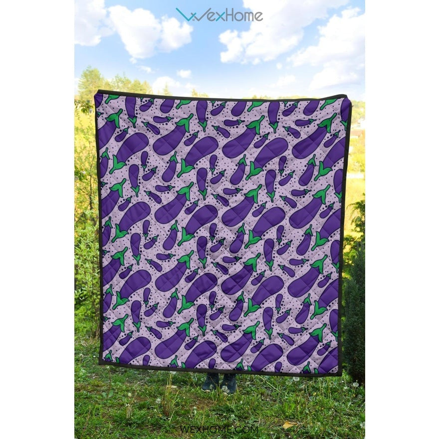Eggplant Pattern Print Design 03 Premium Quilt