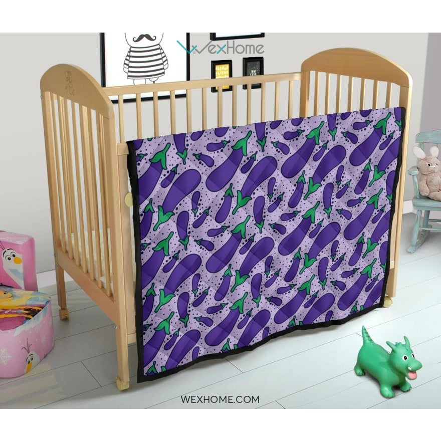 Eggplant Pattern Print Design 03 Premium Quilt