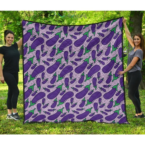 Eggplant Pattern Print Design 03 Premium Quilt
