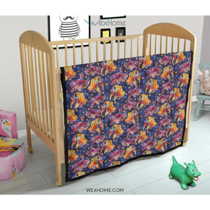 Goldfish Pattern Print Design 05 Premium Quilt