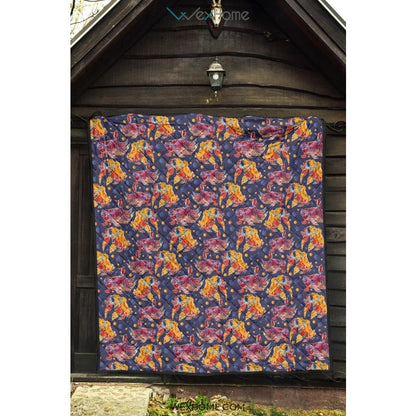 Goldfish Pattern Print Design 05 Premium Quilt