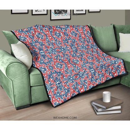 Eiffel Tower Pattern Print Design 02 Premium Quilt