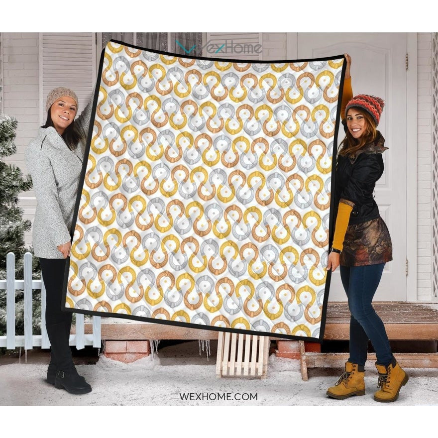 Horseshoes Pattern Print Design 03 Premium Quilt